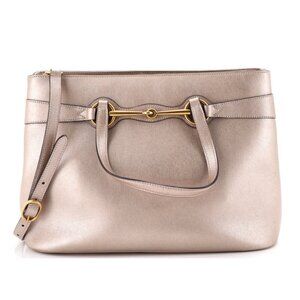 Gucci Metallic Gold Leather Bright Bit Convertible Tote - Preowned